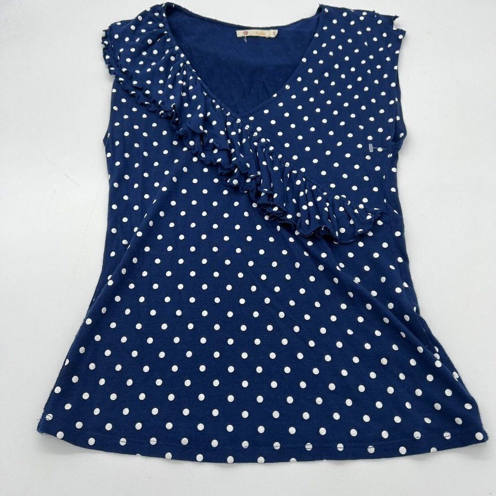 Tulle Polka Dot Tank ruffle detail size small